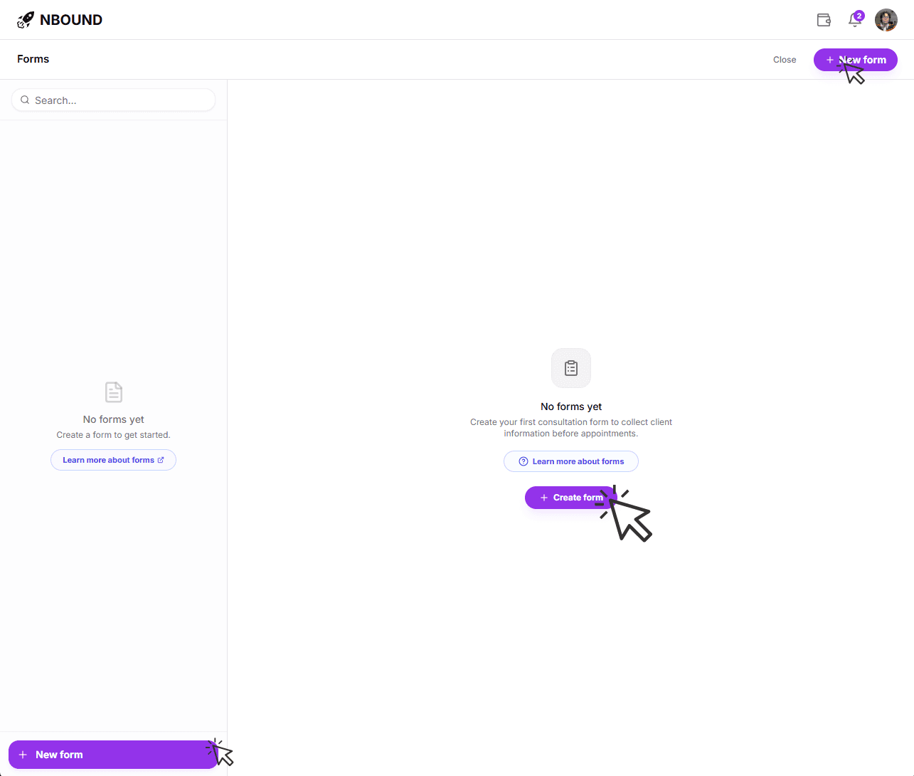 Click New Form Buttons