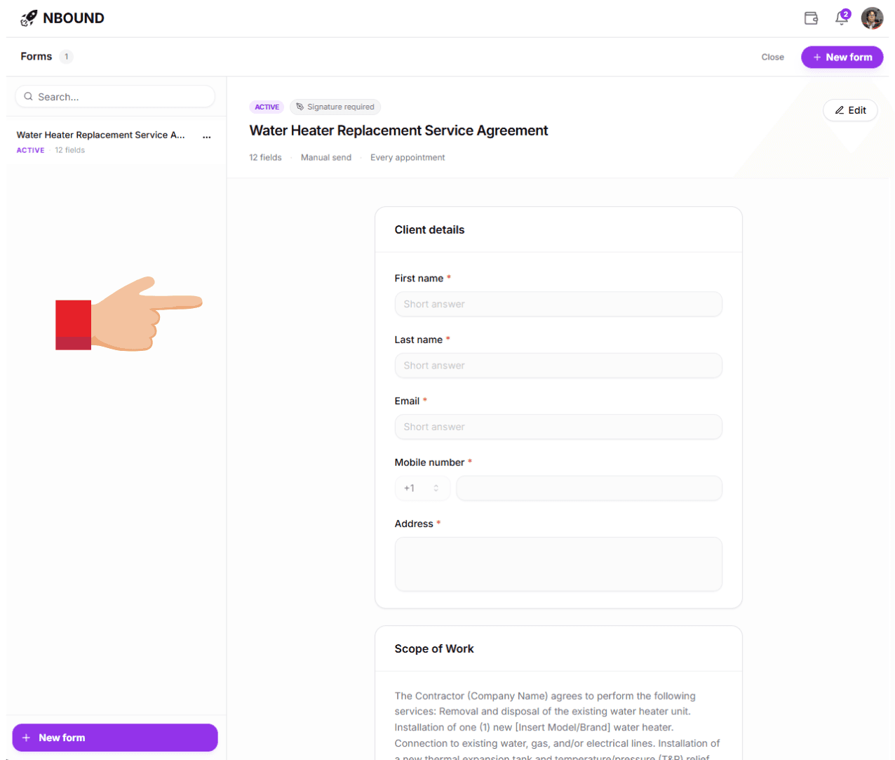 Confirm Form Creation