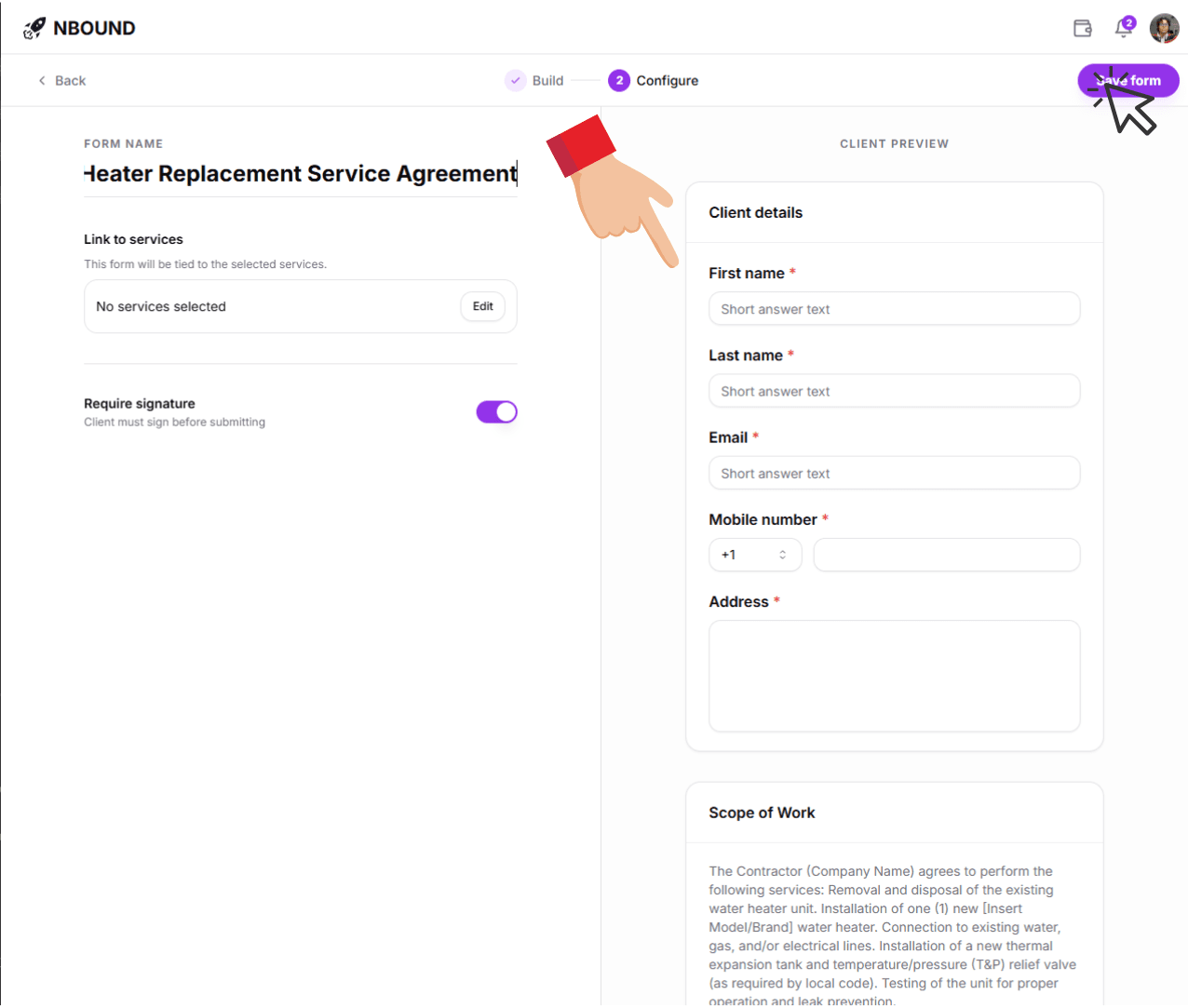 Preview and Save Form